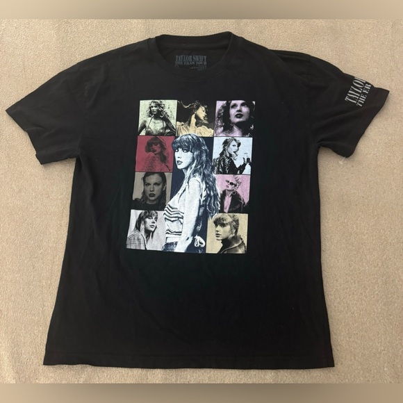 Taylor Swift The Eras Tour Concert T Shirt Black Short Sleeve Women Large Cotton - Picture 1 of 7